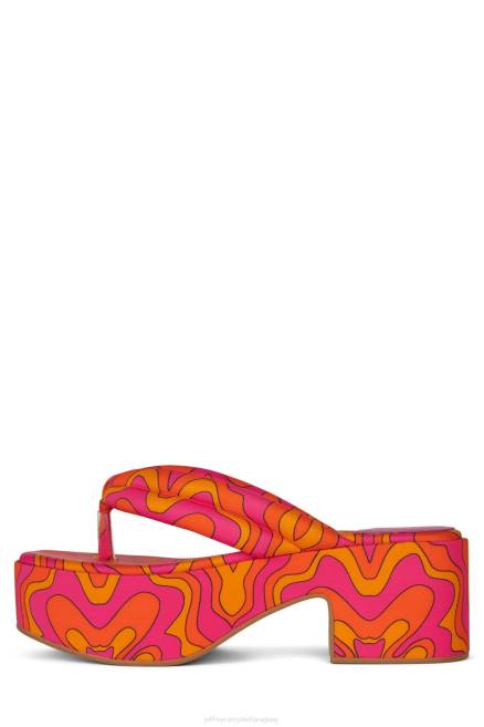 mujer fiesta luau Jeffrey Campbell F6JX24 sandalia plataforma multi estampado fucsia