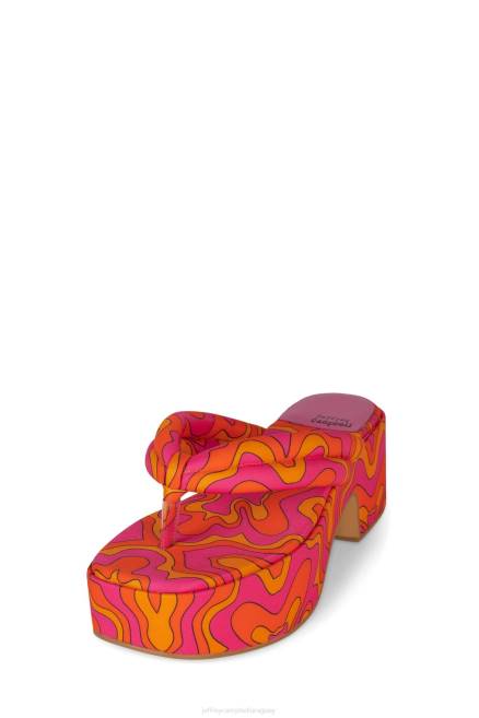 mujer fiesta luau Jeffrey Campbell F6JX24 sandalia plataforma multi estampado fucsia