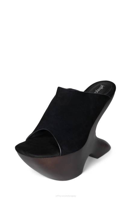 mujer giah-2 Jeffrey Campbell F6JX1069 sandalia plataforma ante negro marron oscuro