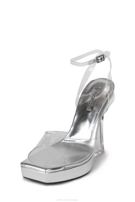 mujer mínimos Jeffrey Campbell F6JX1064 sandalia plataforma plata clara