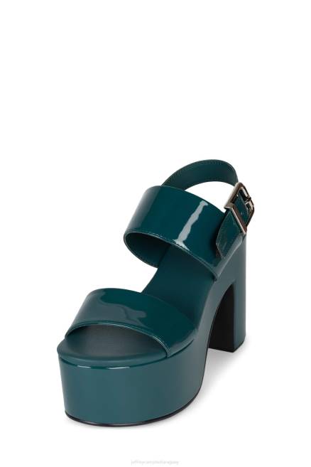 mujer malhumorado Jeffrey Campbell F6JX1076 sandalia plataforma patente verde azulado