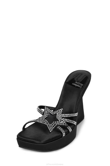 mujer megaestrella Jeffrey Campbell F6JX984 sandalia plataforma plata satinada negra