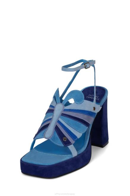 mujer monarca-l Jeffrey Campbell F6JX988 sandalia plataforma combo de ante azul