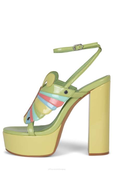 mujer monarcas Jeffrey Campbell F6JX1004 sandalia plataforma charol verde multi