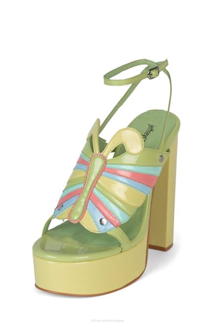 mujer monarcas Jeffrey Campbell F6JX1004 sandalia plataforma charol verde multi