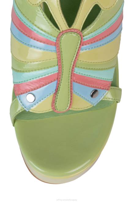 mujer monarcas Jeffrey Campbell F6JX1004 sandalia plataforma charol verde multi