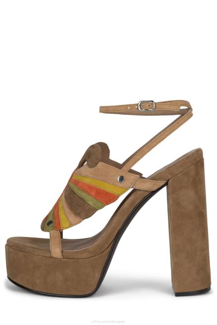 mujer monarcas Jeffrey Campbell F6JX1014 sandalia plataforma combo ante marrón amarillo