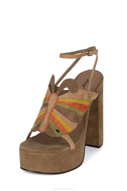 mujer monarcas Jeffrey Campbell F6JX1014 sandalia plataforma combo ante marrón amarillo