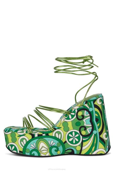 mujer niveles Jeffrey Campbell F6JX255 sandalia plataforma verde multi verde