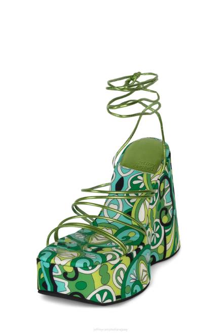 mujer niveles Jeffrey Campbell F6JX255 sandalia plataforma verde multi verde