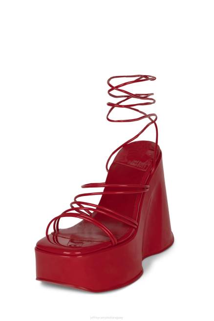 mujer niveles Jeffrey Campbell F6JX257 sandalia plataforma charol rojo