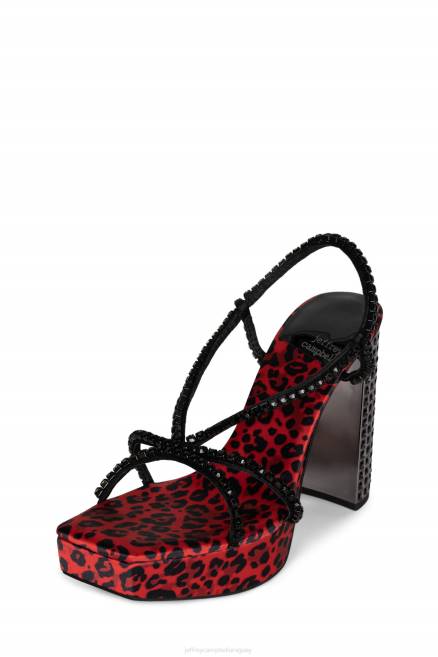 mujer noche Jeffrey Campbell F6JX1157 sandalia plataforma peltre de guepardo rojo