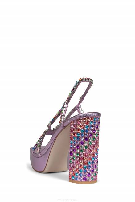 mujer noche Jeffrey Campbell F6JX1158 sandalia plataforma rosa metálico brillante multi