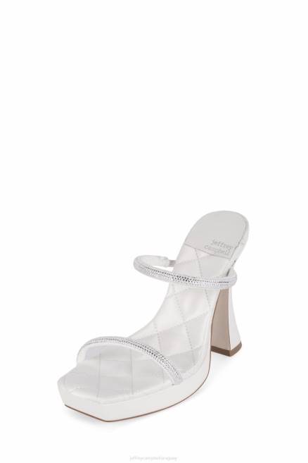 mujer película Jeffrey Campbell F6JX1224 sandalia plataforma plata satinada blanca