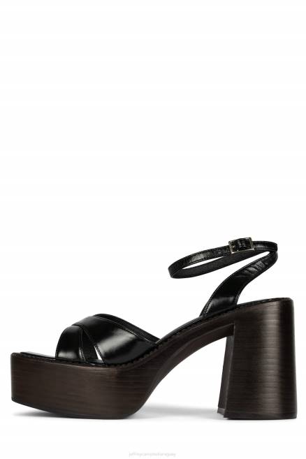 mujer productor Jeffrey Campbell F6JX1165 sandalia plataforma pila de esmalte marrón negro