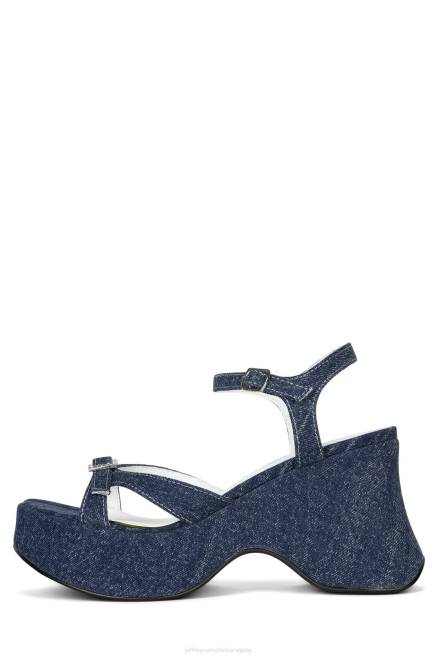 mujer reversión Jeffrey Campbell F6JX250 sandalia plataforma denim azul oscuro plata