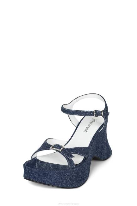 mujer reversión Jeffrey Campbell F6JX250 sandalia plataforma denim azul oscuro plata