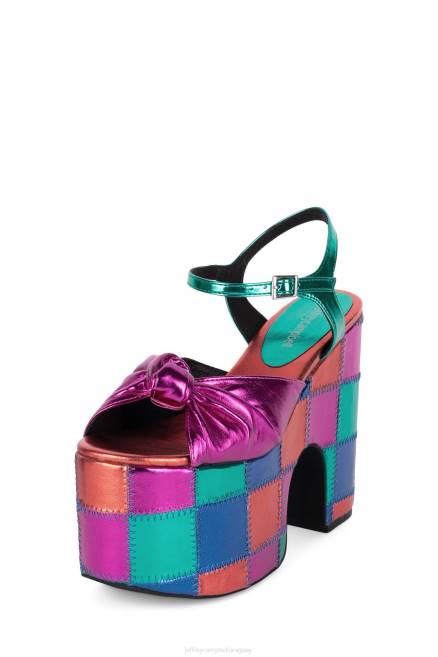 mujer riskybz-lp Jeffrey Campbell F6JX1078 sandalia plataforma multi metalizado brillante