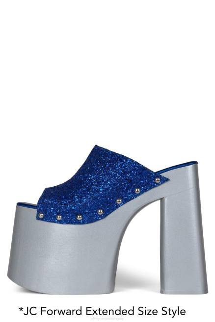 mujer rock and roll Jeffrey Campbell F6JX1223 sandalia plataforma plata brillo azul