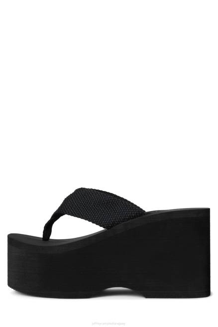 mujer saludando Jeffrey Campbell F6JX151 sandalia plataforma negro