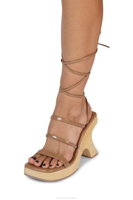 mujer sensación Jeffrey Campbell F6JX118 sandalia plataforma charol arrugado natural oscuro