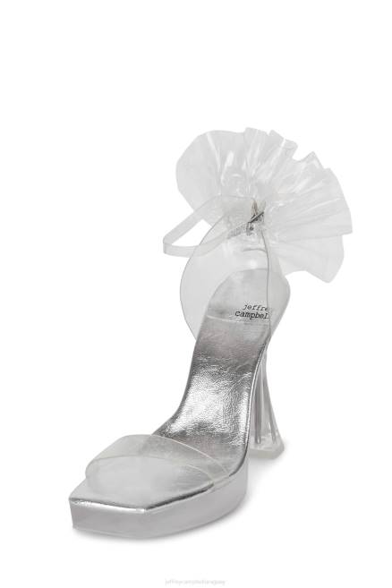 mujer soñando Jeffrey Campbell F6JX1023 sandalia plataforma plata clara