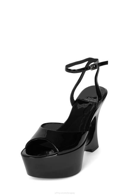 mujer soñar en Jeffrey Campbell F6JX967 sandalia plataforma charol negro