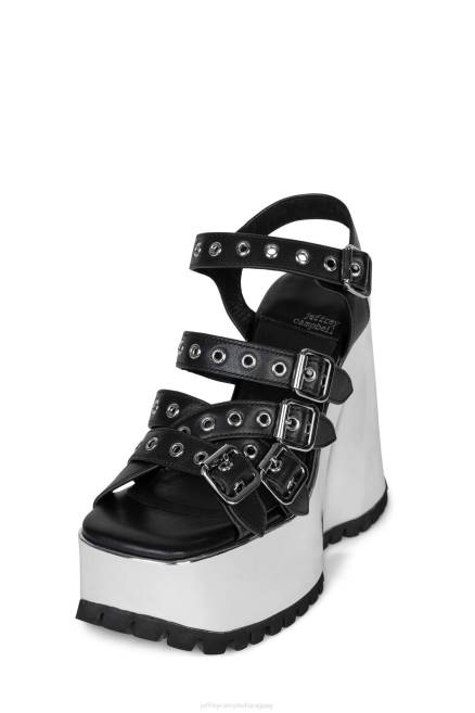 mujer vacío Jeffrey Campbell F6JX946 sandalia plataforma negro plateado metalizado