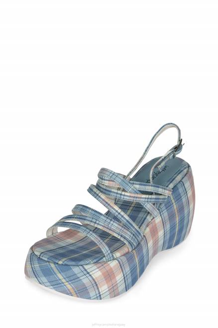 mujer vibraciones Jeffrey Campbell F6JX1121 sandalia plataforma cuadros azules