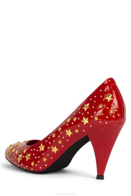 mujer estudio de las estrellas Jeffrey Campbell F6JX1373 bomba de tacón charol rojo oro