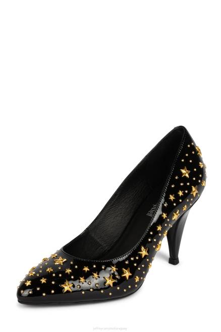 mujer estudio de las estrellas Jeffrey Campbell F6JX1375 bomba de tacón oro charol negro