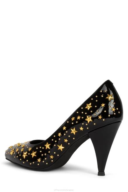 mujer estudio de las estrellas Jeffrey Campbell F6JX1375 bomba de tacón oro charol negro