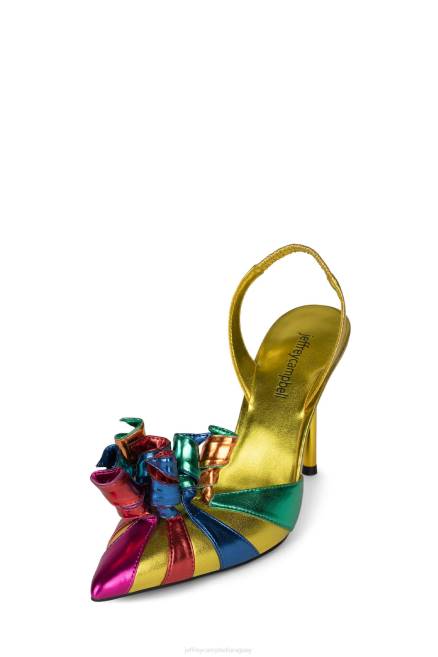 mujer favor de fiesta Jeffrey Campbell F6JX1316 bomba de tacón polvoriento oro metálico multi