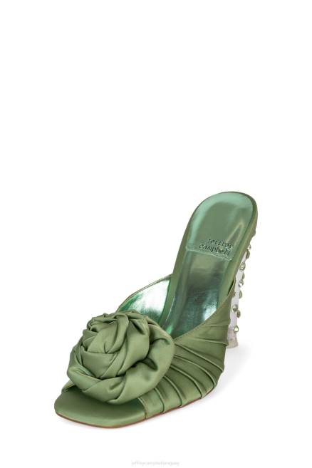 mujer floreció Jeffrey Campbell F6JX1319 bomba de tacón verde satinado verde