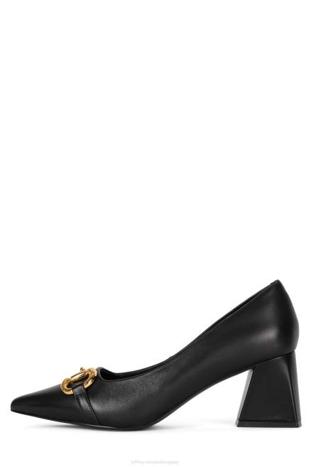 mujer hora feliz Jeffrey Campbell F6JX50 bomba de tacón oro negro