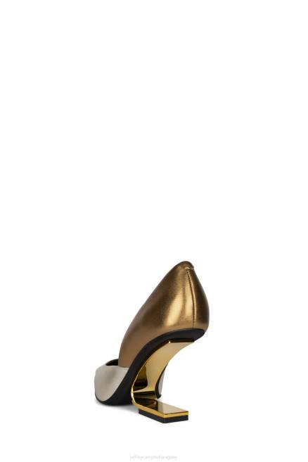 mujer juliette Jeffrey Campbell F6JX1340 bomba de tacón combo de bronce dorado