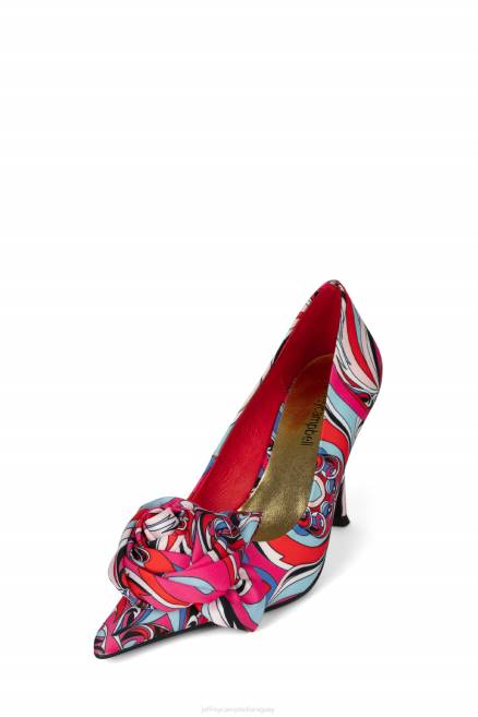 mujer la flor Jeffrey Campbell F6JX1344 bomba de tacón combo rojo azul