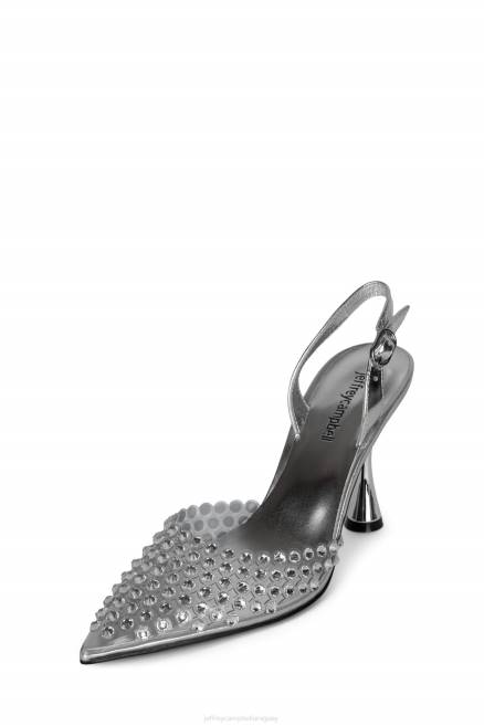 mujer limpiabotas Jeffrey Campbell F6JX1349 bomba de tacón plata clara