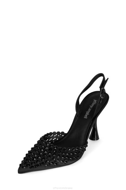 mujer limpiabotas Jeffrey Campbell F6JX1350 bomba de tacón negro satinado negro