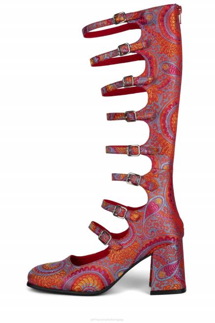 mujer señor Jeffrey Campbell F6JX1327 bomba de tacón Paisley azul rojo