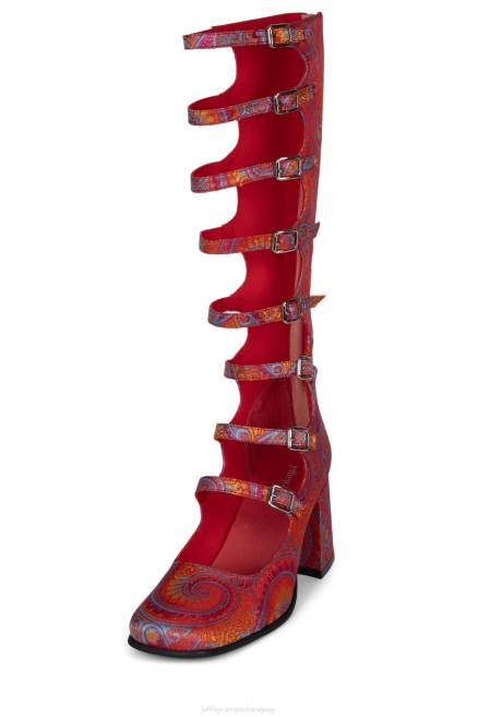 mujer señor Jeffrey Campbell F6JX1327 bomba de tacón Paisley azul rojo