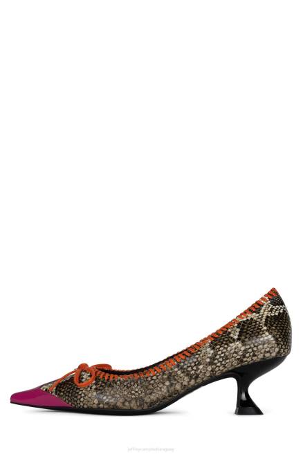 mujer torpedo-2 Jeffrey Campbell F6JX1363 bomba de tacón rosa palmadita beige serpiente naranja