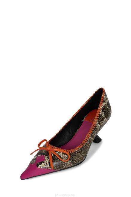 mujer torpedo-2 Jeffrey Campbell F6JX1363 bomba de tacón rosa palmadita beige serpiente naranja