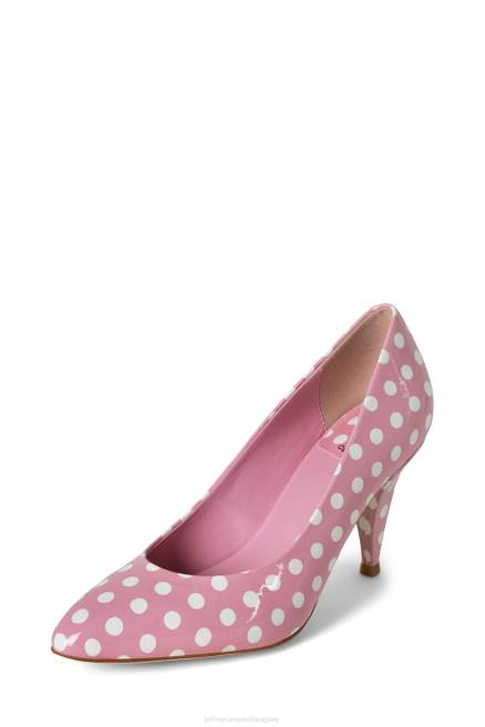 mujer verónica Jeffrey Campbell F6JX1383 bomba de tacón charol rosa lunares blancos