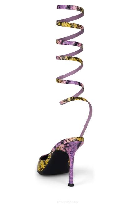 mujer Afrodita Jeffrey Campbell F6JX1677 mula de tacón serpiente amarilla morada