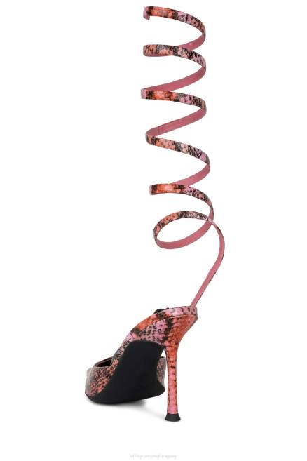 mujer Afrodita Jeffrey Campbell F6JX1678 mula de tacón serpiente naranja rosa