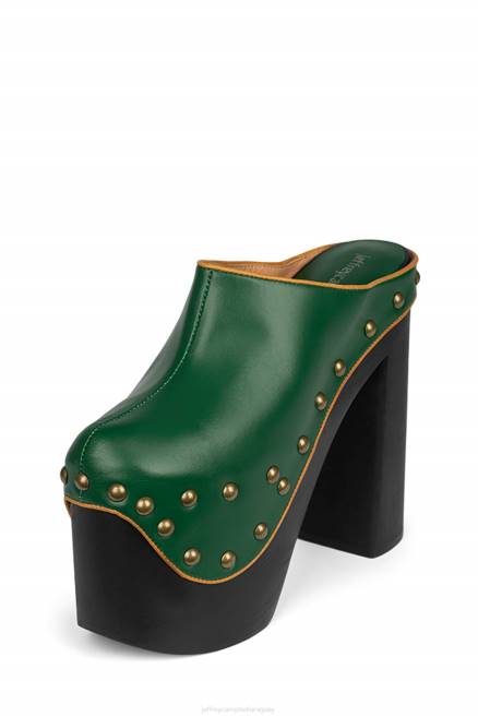 mujer mala reputación Jeffrey Campbell F6JX1694 mula de tacón verde amarillo