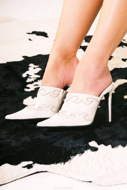 mujer montarlo Jeffrey Campbell F6JX1673 mula de tacón blanco angustiado