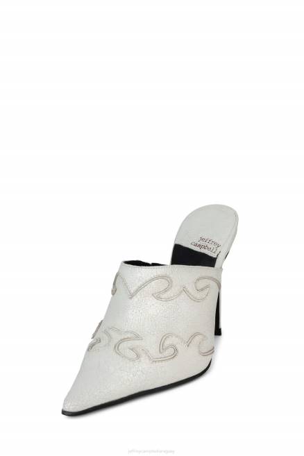 mujer montarlo Jeffrey Campbell F6JX1673 mula de tacón blanco angustiado