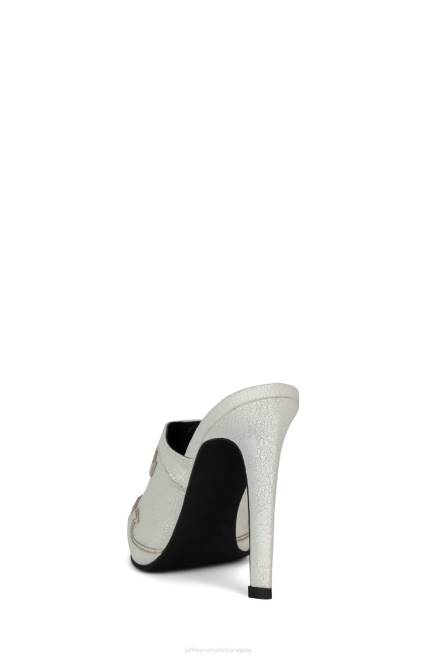 mujer montarlo Jeffrey Campbell F6JX1673 mula de tacón blanco angustiado